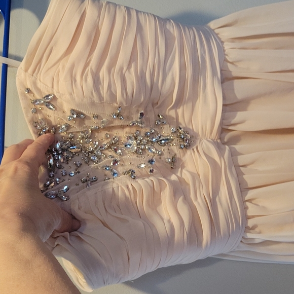 Strapless Short Evening Gown/Dress,Excellent Condition, sz.4,Peach chiffon - Picture 3 of 6
